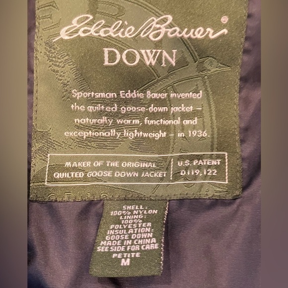 Eddie‎ Bauer Goose Down Fill Puffer Vest Black Zip Front Pockets Petite Medium - Picture 9 of 10